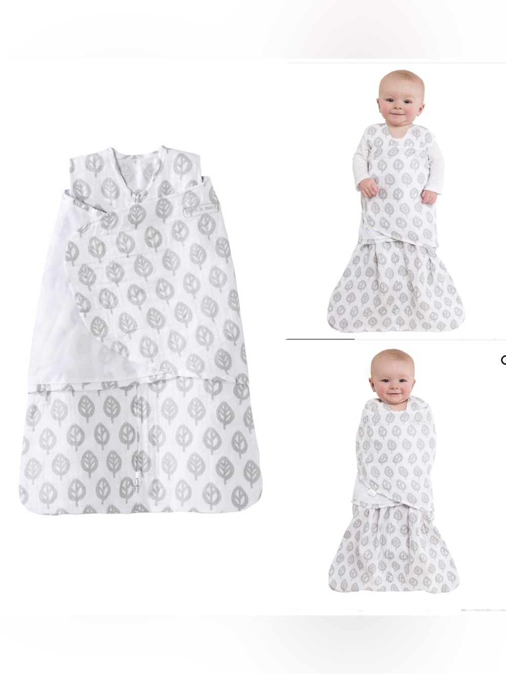 Halo Swaddle Sleep Sack Muslin-Gray Tree Leaf